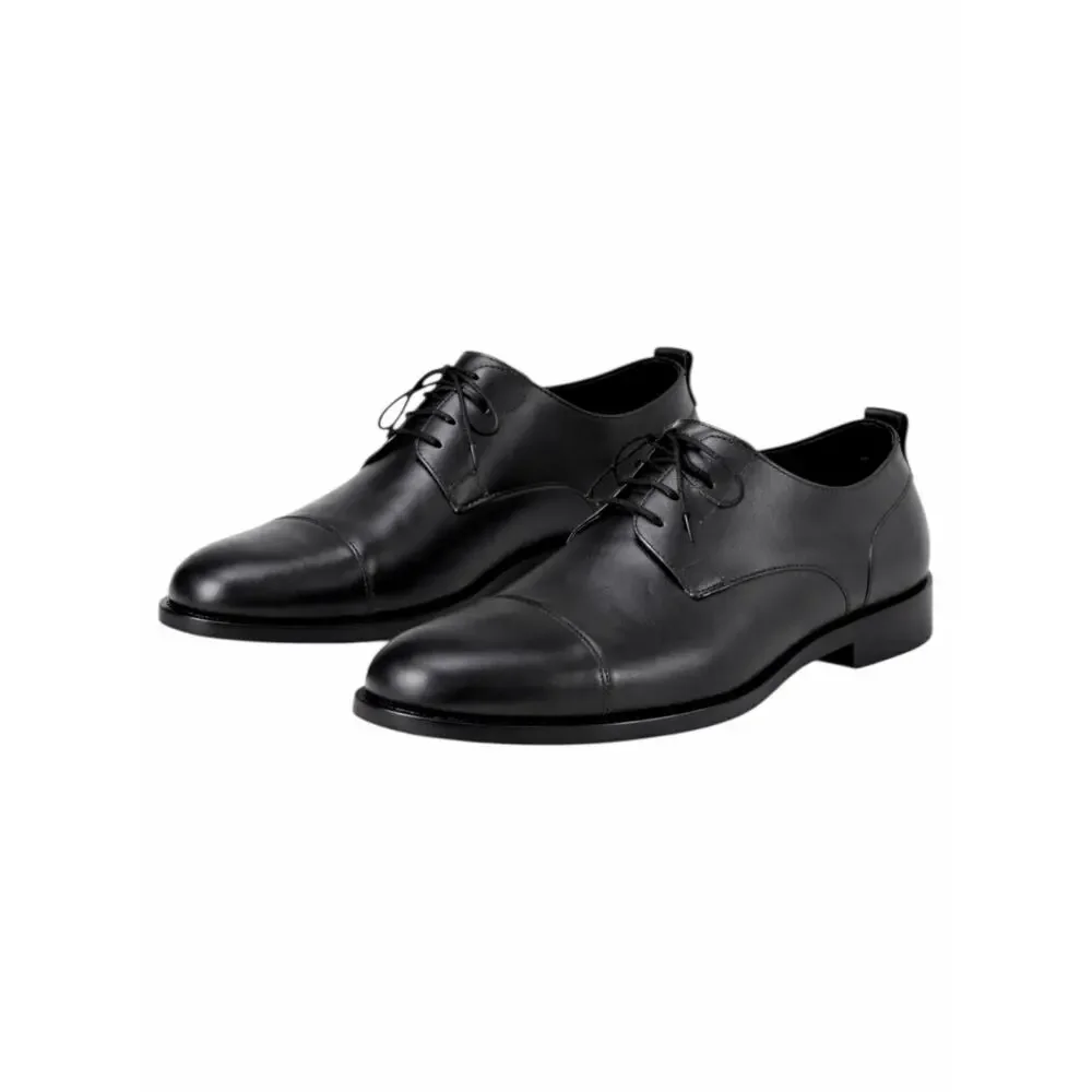 Valentino Garavani Black Derby Divise Leather Shoes Lace Up Size 42/ 9